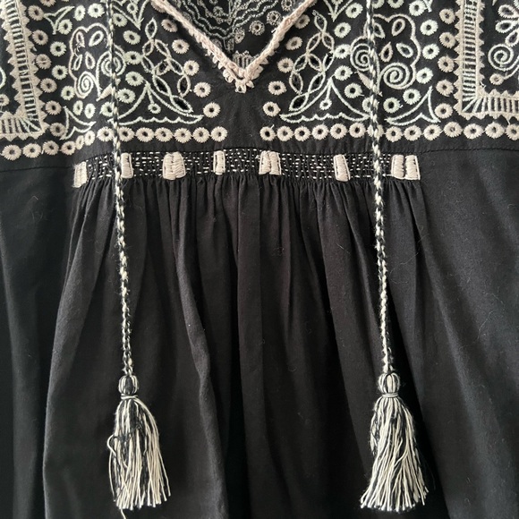 Ulla Johnson Embroidered Tunic Dress - Size 8 - Black with Lilac stitching - Picture 7 of 12